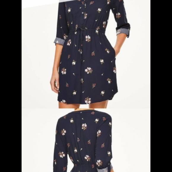 NWT LOFT OUTLET BOUQUET ROLL SLEEVE SHIRTDRESS - Picture 2 of 7